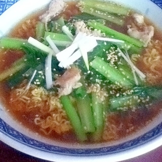 小松菜と豚肉のオイスター炒め乗せ☆醤油ラーメン